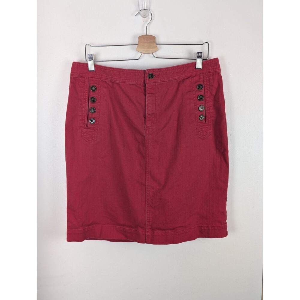 American Living Size 12 Red Denim Pencil Skirt Knee